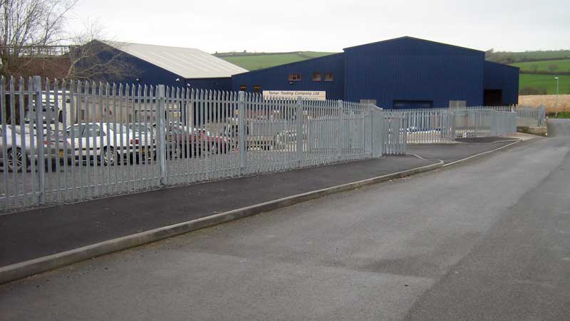Steel palisade security fencing enclosure